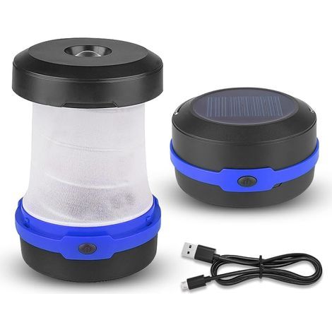 Lanterne Camping LED Rechargeable, Solaire Pliante Lampe Camping 180 Lumens, Etanche Portable Suspendue Lampe Torche 3 Modes Dimmable pour Camping Secours Chasse Pêche (1/5)