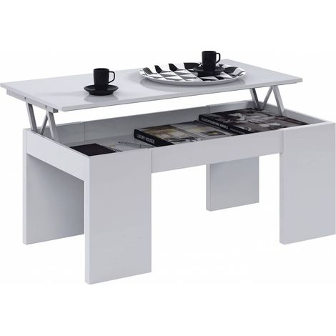 KIT TAVOLO CAFF ELEV 50X100X43/54H BIANCO LUCIDO