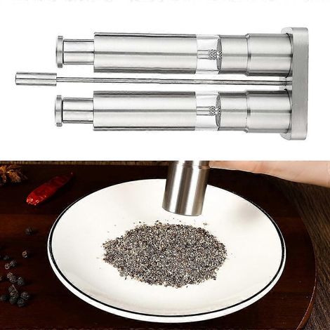 Ensemble de 2 moulins à sel et à poivre avec bouton-poussoir moderne, noir (1/4)