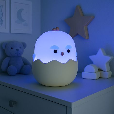 Lampe de table pour enfants Lampe de nuit LED Lampe de chevet Poulet, changement de couleur RVB, variateur tactile, minuterie, LxlxH10,7x10,3x12,8 cm