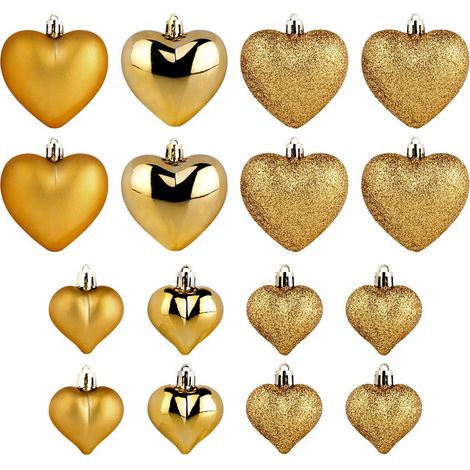 16 bruchsichere Weihnachtskugeln, goldenes Weihnachtsbaumkugel-Set (1/4)