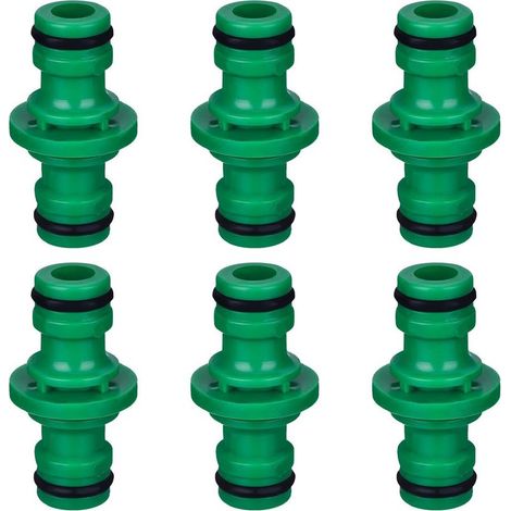 Connecteurs mâles doubles pour tuyau d'arrosage (verts), robustes et durables, parfaits pour des connexions rapides. (1/5)