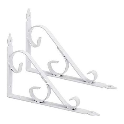 Lot de 2 équerres d'angle en métal noir pour étagère, 250 x 164 mm, blanches (1/5)
