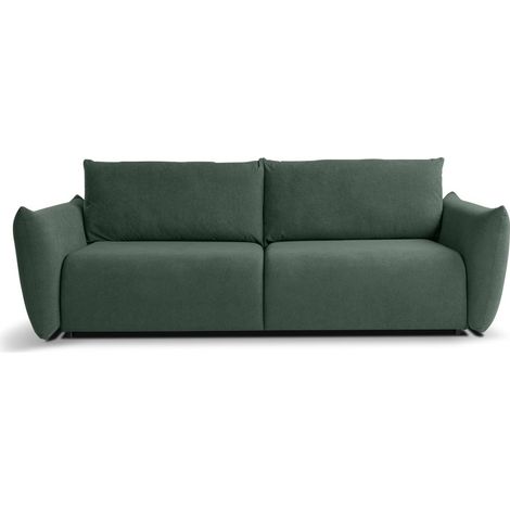 Canapé droit convertible 3 places ISSORIA – tissu - Vert (1/4)