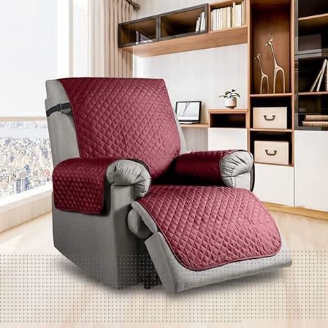 Housse pour Fauteuil inclinable matelassée, 1 Housse pour Fauteuil Universel Housse pour canapé / S -Vin Rouge (1/4)