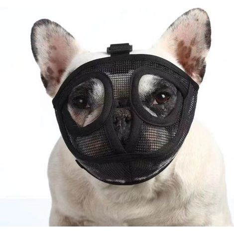 Bozal para perros, Bozal de malla transpirable, Adecuado para perros hocico chato (Bulldogs franceses, Shih Tzus Pugs), mastiquen laman (Negro (1/5)