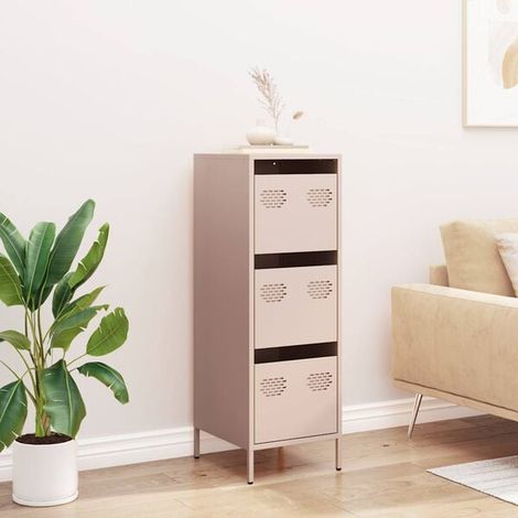 Buffet Haut de Rangement en Acier Rose 39x35x103,5 cm - Meuble Étagère Mural Moderne pour Cuisine et Salle de Bain (1/5)