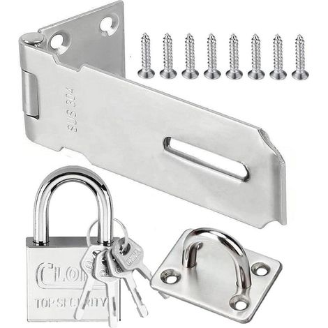Fermeture de porte Loquet avec cadenas, acier inoxydable, 3 pouces, verrouillable