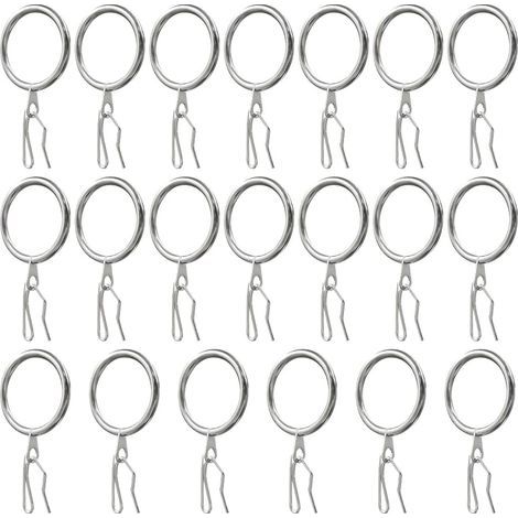 20 Pièces Curtain Rings,Anneaux de Rideaux Métal und Crochet Rideau Metal,Rideaux de Porte,Rideau de Douche 3.050mm (Nickel Brillant) (1/2)