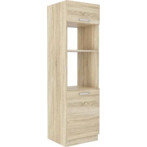 Colonne de cuisine 2 portes battantes – Décor chêne sonoma – Dimensions L 60 x P 57 x H 210 cm – Pour espaces de rangement optimisés
