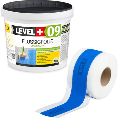 LEVEL+ Dichtset für Duschabdichtung Bad Dichtband Flüssigfolie 7kg SET82 (1/5)