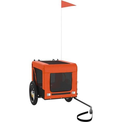 remorque à vélo pour animaux de compagnie orange et noire (1/5)