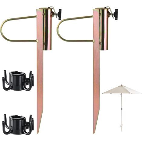 Lot de 2 Supports Métal Parasol, Ajustable pour Parasol de 22 à 32mm, Idéal Jardin & Terrasse (1/5)