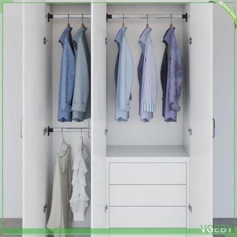 Barre de penderie télescopique - FAFEISY - 344373 - Aluminium - Extensible 58-100 cm - Gris (1/5)