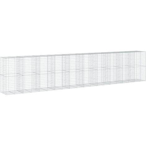 Gabbione recinto a gabbia muro di contenimento con coperchio 1000 x 100 x 200 cm ferro zincato argento 020040113