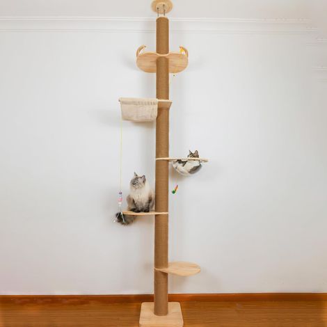 1 Arbre à chat, hauteur réglable 140-299,7 cm, 8 poteaux en sisal, 5 accessoires, pour intérieur (1/5)