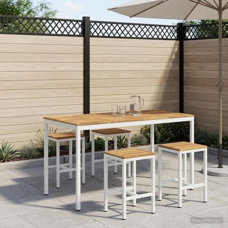 vidaXL Table de Bar de Jardin NAARDEN Blanc 180 x 88,5 x 105 cm (1/5)