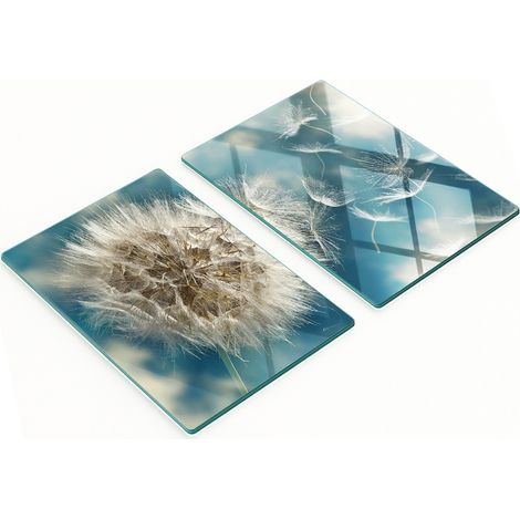 Tablas decorativas de cristal para servir aperitivos con dise帽o de diente de le贸n, 2x40x52 cm.