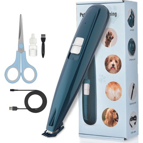 Tierhaarschneider mit LED-Licht, professioneller Haarschneider für Hunde und Katzen, USB-Aufladung, elektrischer Trimmer für Haare im Gesicht, Augen, Ohren, Pfoten (1/4)