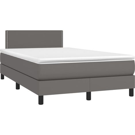 vidaXL Giroletto a Molle con Materasso Grigio 120x200 cm in Similpelle (1/4)