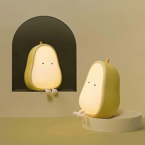 Veilleuse pour enfants, lampe rechargeable USB, lampe de chevet en ABS et silicone sans BPA, idéale pour l'allaitement, couleurs changeantes, poire jaune (1/5)