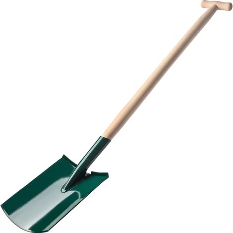 Pala de jardín, de metal, con mango de madera, 117 cm de largo, eficaz para cavar, versátil para todo tipo de suelos. (1/5)