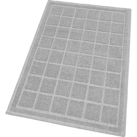 Tapis de Bain en Pur Coton Tapis de Chambre Elégant et Luxueux Antidérapant Texture 3D Gris - 60x100 cm (1/4)