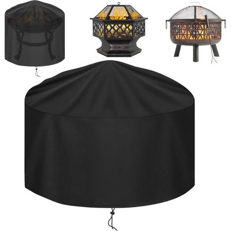 Housse pour brasero Housse de protection pour barbecue Housse imperméable pour grille de barbecue Housse ronde en tissu (122 x 46 cm noir) (1/5)
