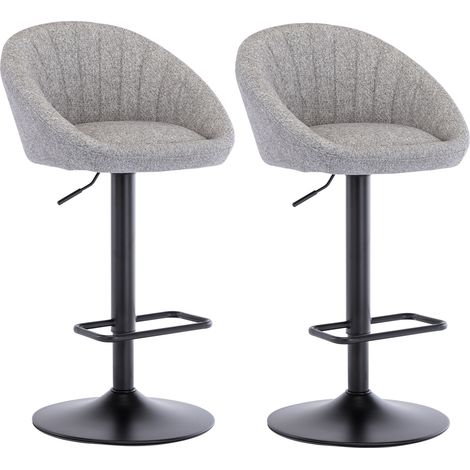Wahson Tabouret de Bar en Tissu, Chaise de bar Lot de 2 Chaise Haute Cuisine Réglable Tabouret pour Bar/Cuisine, Gris