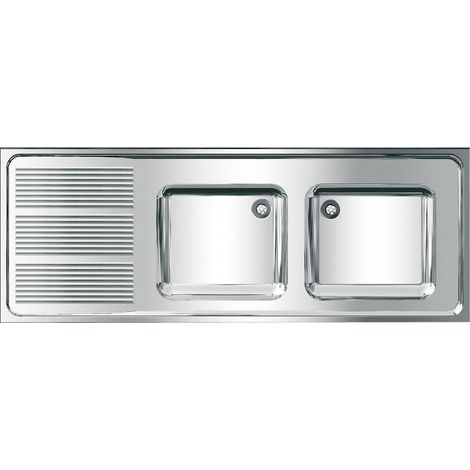 KWC AR Gewerbespüle, MAXIMA, Edelstahl,  2 Becken, 1600x382x600 mm, Tropfteil li