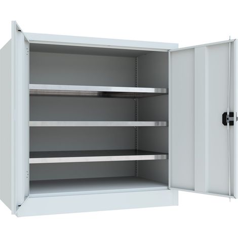 STIER Flügeltürenschrank, 1000x1000x600 mm, 2 Böden verzinkt, RAL 7035 (1/4)