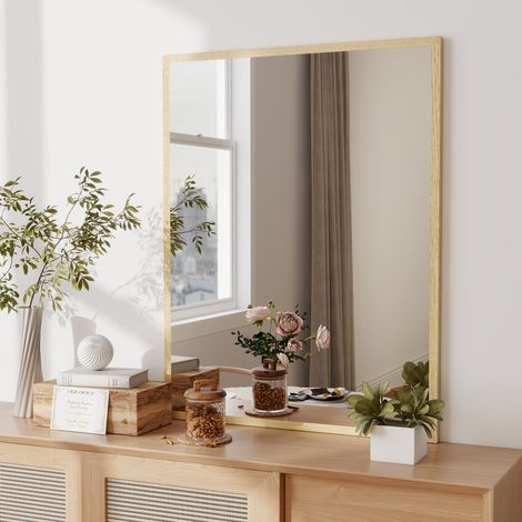 Espejo de Baño 70x90 cm Espejo de Pared Decorativo para Salón Entrada Pasillo Horizontal o Vertical Natural (1/5)