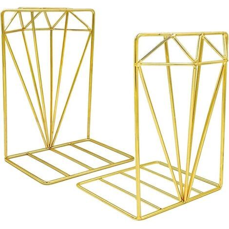 2Pcs Serre-Livres, Supports de Serre-Livres en Métal, Étagères à Livres de Bureau, Conception de Serre-Livres, Supports de Livres Réglables en Fer en Métal, la décoration de la Maison (Or) (1/5)