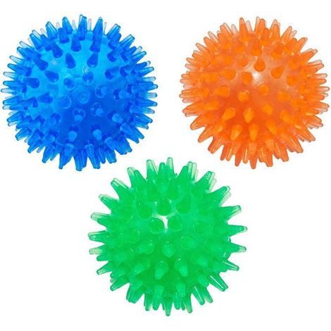 Balles pour Chiens, 3 Pcs Squeaky Ball Dogs de 6.5 cm, Balle pour Chien Indestructible, Ballon Rebondissante Spiky Jouet Durabl pour Chiens de Petite et Moyenne Taille de Petite et Moyenne Taille (1/5)