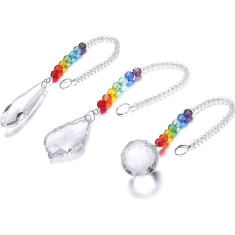Chakra Prismen Sonnenfänger Perlen Kristall Sonnenfänger Dekoration Hängendes Regenbogen Ornament für Garten Fenster Auto (3PCS) (1/5)