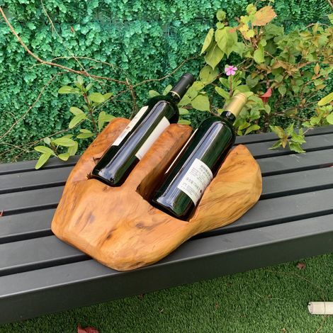 Porte-bouteilles vin épicéa bois naturel double cuve irrégulière