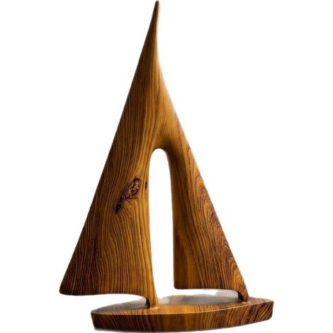 Sculpture en résine en forme de voilier, de 29,5 cm de haut, idéale pour décorer un salon, une entrée ou une bibliothèque. (1/5)
