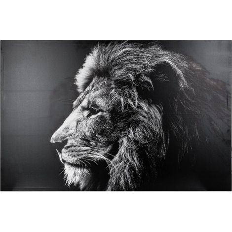 Toile Imprimée "Lion" 78x118cm Noir & Blanc