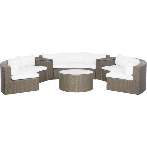 Lounge Set mit Tisch 9-Sitzer SEVERO Braun Polyrattan (1/5)