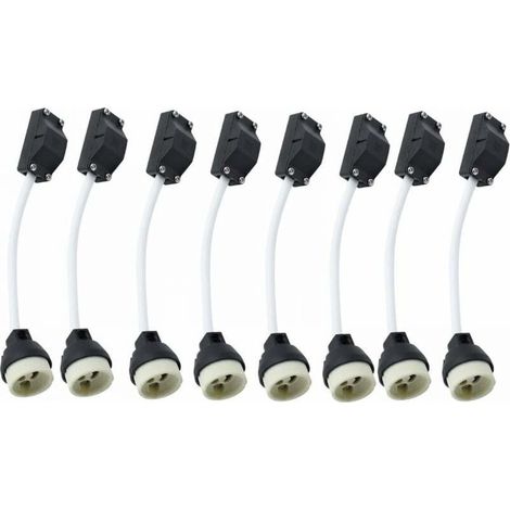 Kaelt - 8 pièces douilles en céramique Gu10 avec connecteur de câble 2A 250v support de lampe Gu10 adaptateur de Base de douille avec câble isolé (1/5)