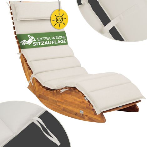 DETEX® Liegenauflage wasserabweisend inkl. Kopfkissen Auflage Liege Polster Kissen Saunaliege Gartenliege  Creme - Creamy - Crème