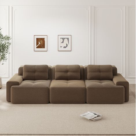 Modulsofa 3-Sitzer 74 cm Sitztiefe braun aus Cord montagefrei (1/5)