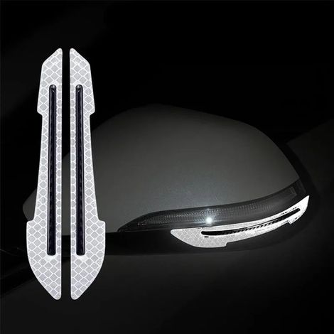 (2 pièces blanches) Bandes réfléchissantes pour moyeux de roue, poignées de porte, autocollants de sécurité, ruban de signalisation arrière, accessoire extérieur pour automobile (1/4)