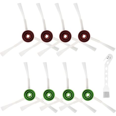 Spazzole laterali di ricambio per Ecovacs Deebot T20/T20e/X1/T10 Omni/T8/T9/N8/X1/T10 Turbo/T9+/N8+/N8 Pro/N8 Plus/950/920/T8+/T8 AIVI/T8 Max, 8 spazzole laterali, 1 spazzola per la pulizia (1/5)