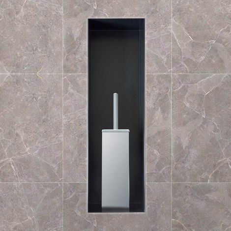 BERNSTEIN - Niche murale de douche, étagère encastrable douche acier inox sans cadre - 15x60x10cm - BS156010 Blanc (1/5)