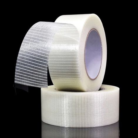 Transparentes, bidirektionales Filamentklebeband, faserverstärktes Filament-Verpackungsklebeband, Verstärkungs- und Umreifungsband, Hochleistungsklebeband, 50 m x 50 mm (2er-Packung) (1/5)