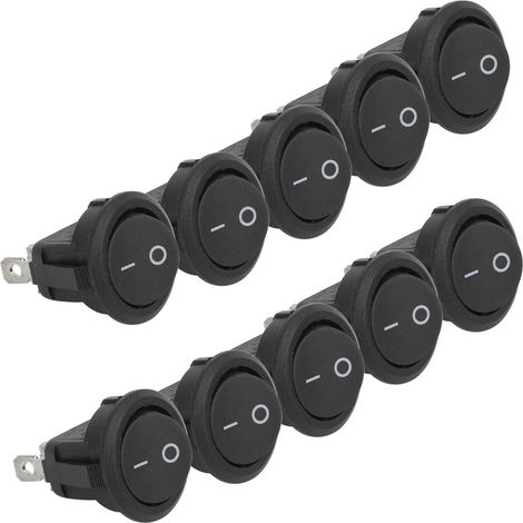 Lot de 10 mini interrupteurs à bascule de 23 mm, 3 pôles, 2 positions, ronds, en forme de bateau, mini marche/arrêt (1/5)