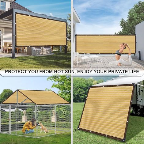 Voile d'ombrage rectangulaire avec œillets - Respirant - Protection solaire - Filet d'ombrage extérieur pour serre - Terrasse - Jardin - Plantes - Clôture - Chenil - Camping - Beige 3 x 4m (1/5)