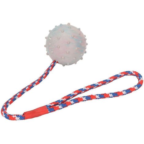 Balle à mâcher en caoutchouc avec corde pour chiots, jouet de dentition pour chiens de petite et moyenne taille (1/4)