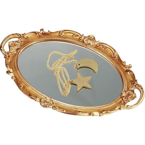 Miroir Vintage Doré, Ovale Plateau Miroir pour Bijouterie (1/5)